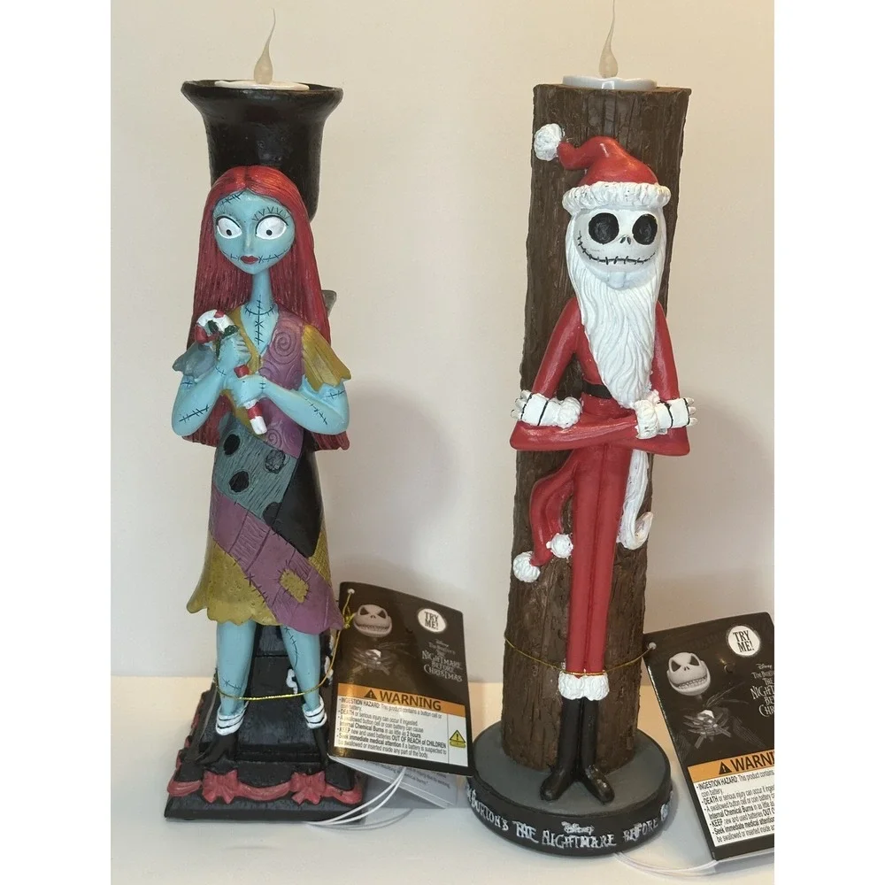 NWT Disney Nightmare Before Christmas Jack‎ & Sally Battery Lit Candle Stick Set